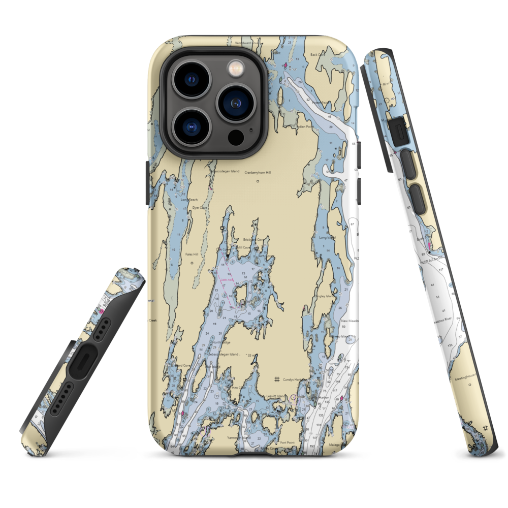 Safe Harbor Great Island (Sebasco Estates, ME) NOAA Chart  Tough iPhone Case iPhone 14 Pro Max model shown