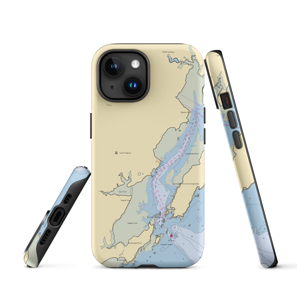 Rings Marine Service (South Freeport, ME) NOAA Chart  Tough iPhone Case iPhone 15 model shown