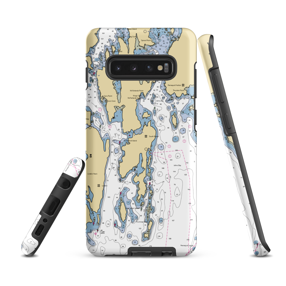 Osiers Wharf (New Harbor, ME) NOAA Chart Samsung Phone Case Samsung Galaxy S10 Plus model shown