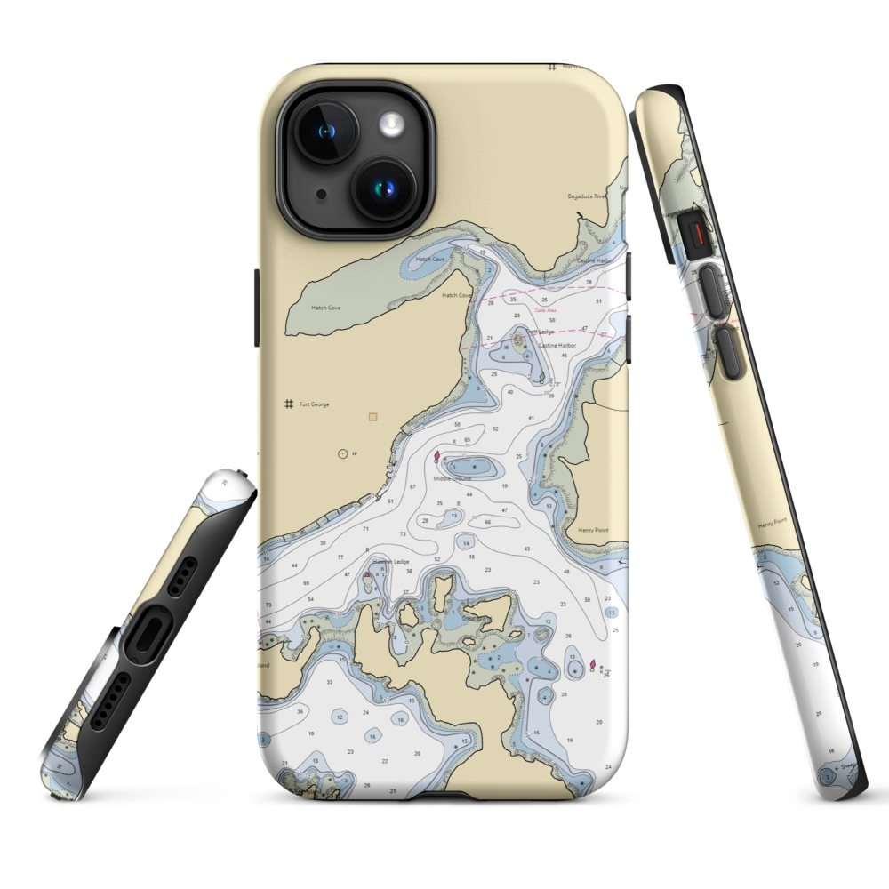 Castine Yacht Club (Castine, ME) NOAA Chart  Tough iPhone Case iPhone 15 Plus model shown