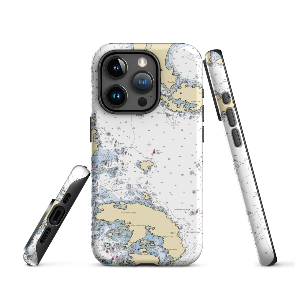 Moosabec Mussels (Machias, ME) NOAA Chart  Tough iPhone Case iPhone 15 Pro model shown