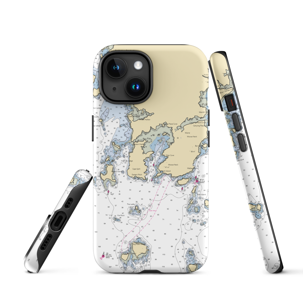 Eastern Harbor Public Dock (Columbia Falls, ME) NOAA Chart  Tough iPhone Case iPhone 15 model shown