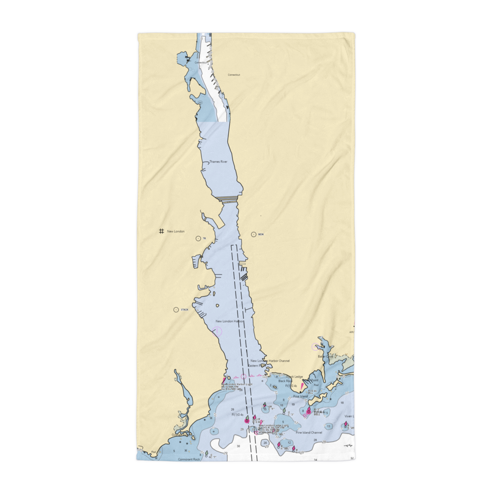 Thames Harbor Inn and Marina (Groton, CT) NOAA Chart Towel 