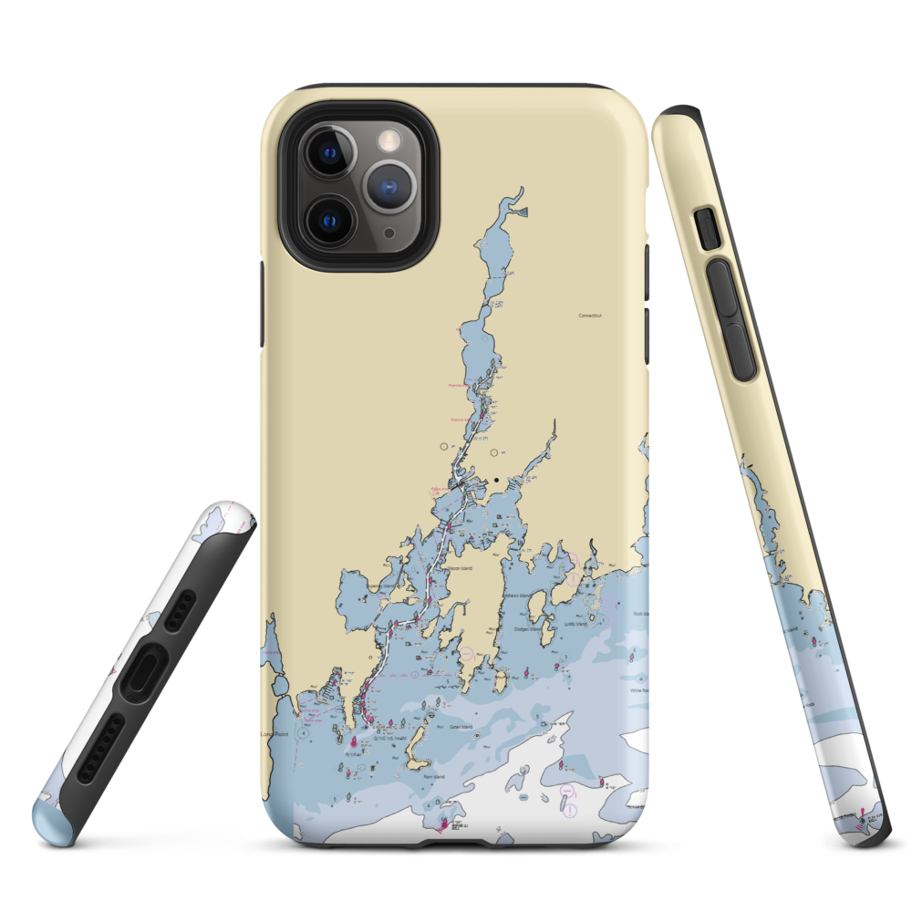Safe Harbor Mystic (West Mystic, CT) NOAA Chart  Tough iPhone Case iPhone 11 Pro Max model shown
