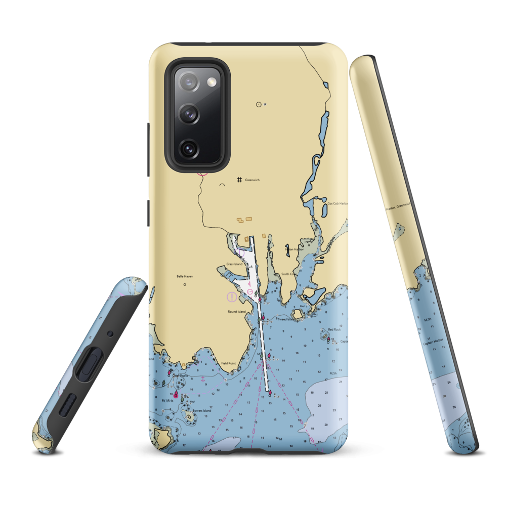 Delamar Greenwich Harbor (Greenwich, CT) NOAA Chart Samsung Phone Case Samsung Galaxy S20 FE model shown