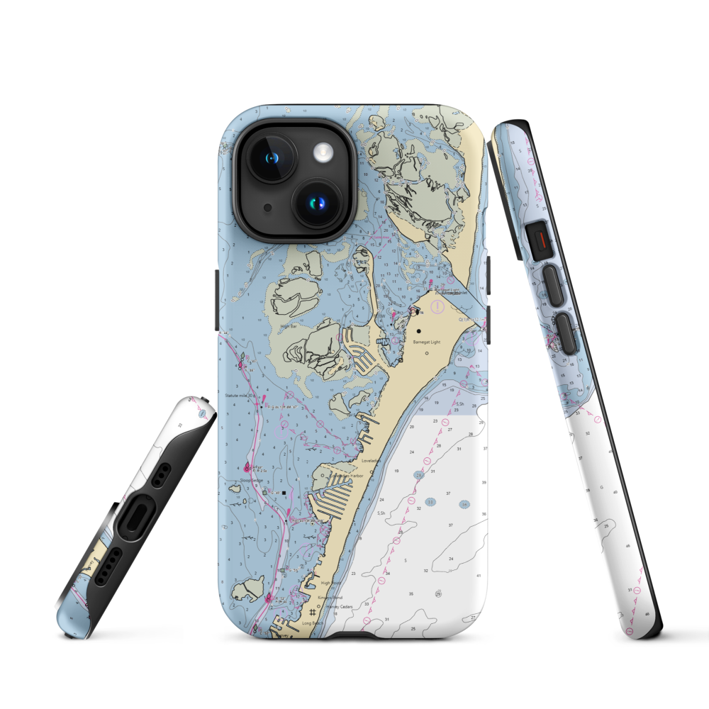 Barnegat Light Yacht Basin (Barnegat Light, NJ) NOAA Chart  Tough iPhone Case iPhone 15 model shown