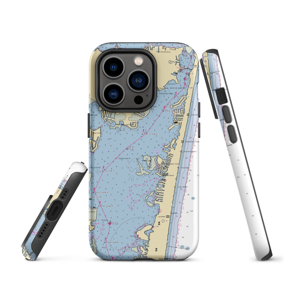 Silver Bay North Marina (Island Heights, NJ) NOAA Chart  Tough iPhone Case iPhone 14 Pro model shown