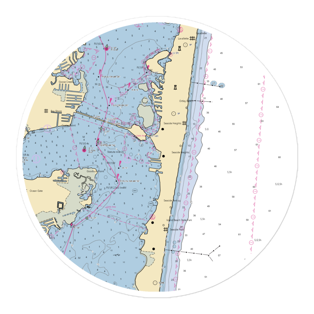 Ocean Gate Yacht Club (Ocean Gate, NJ) NOAA Chart Sticker New Jersey