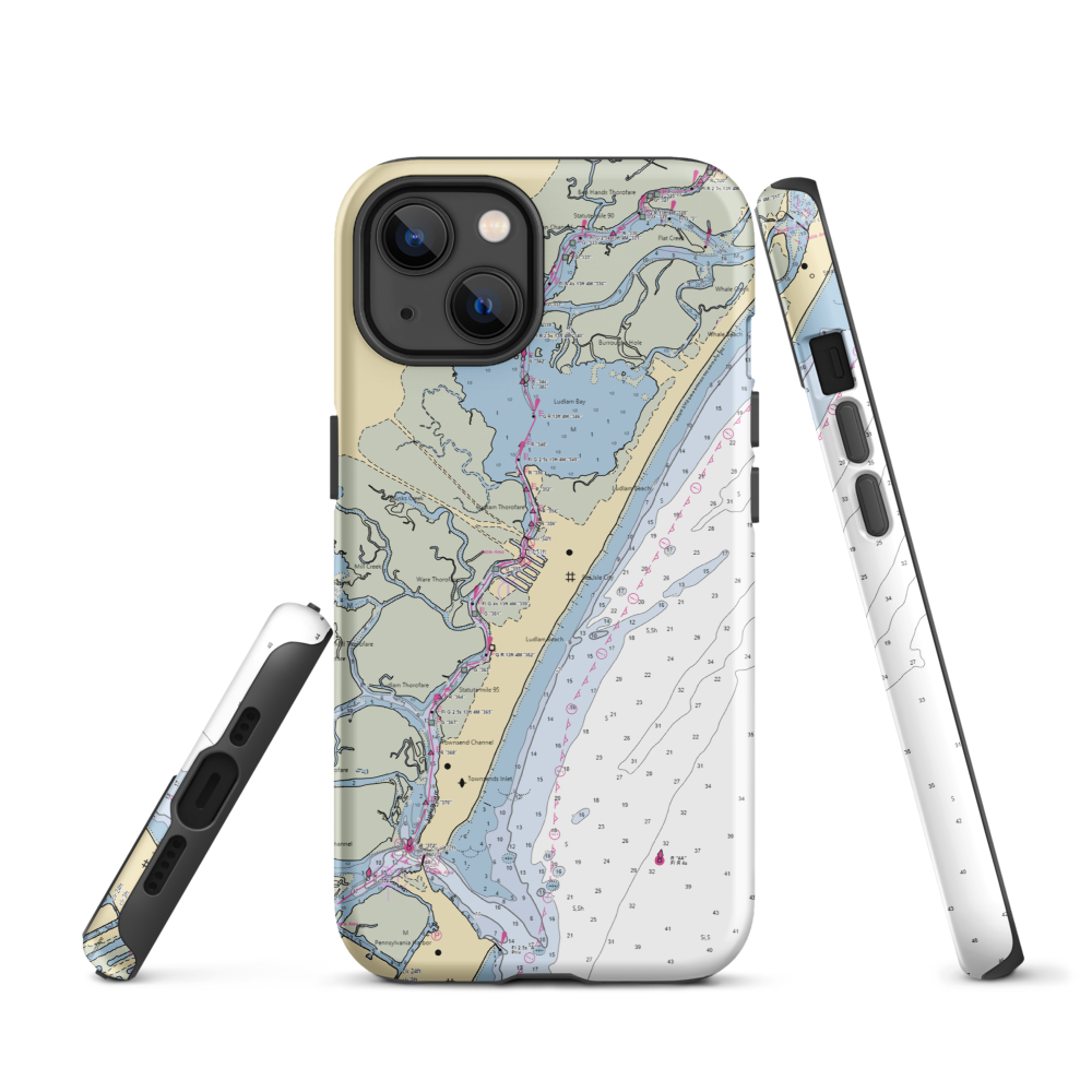 Yacht Club of Sea Isle City (Sea Isle City, NJ) NOAA Chart  Tough iPhone Case iPhone 13 model shown