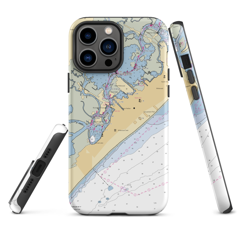 Schooner Island Marina (Rio Grande, NJ) NOAA Chart  Tough iPhone Case iPhone 13 Pro Max model shown