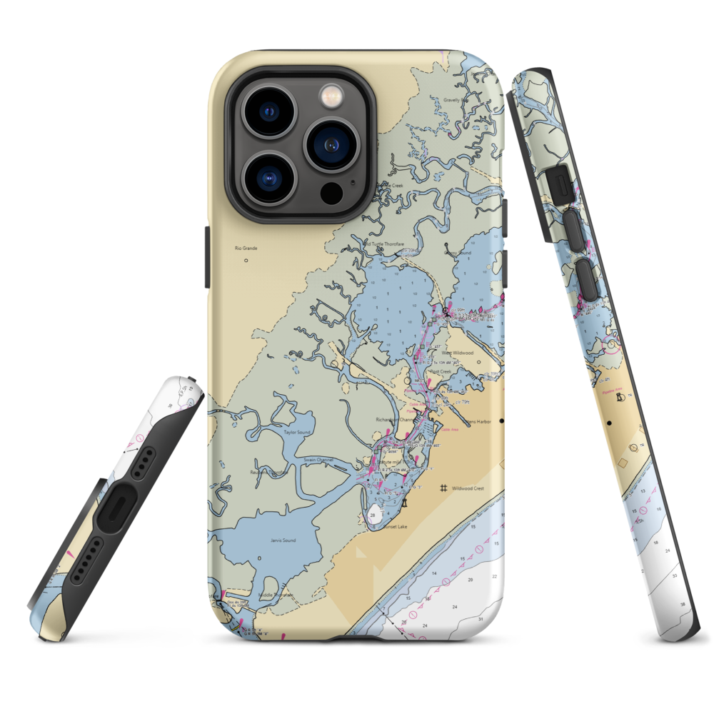 Pier 47 Marina (Rio Grande, NJ) NOAA Chart  Tough iPhone Case iPhone 14 Pro Max model shown