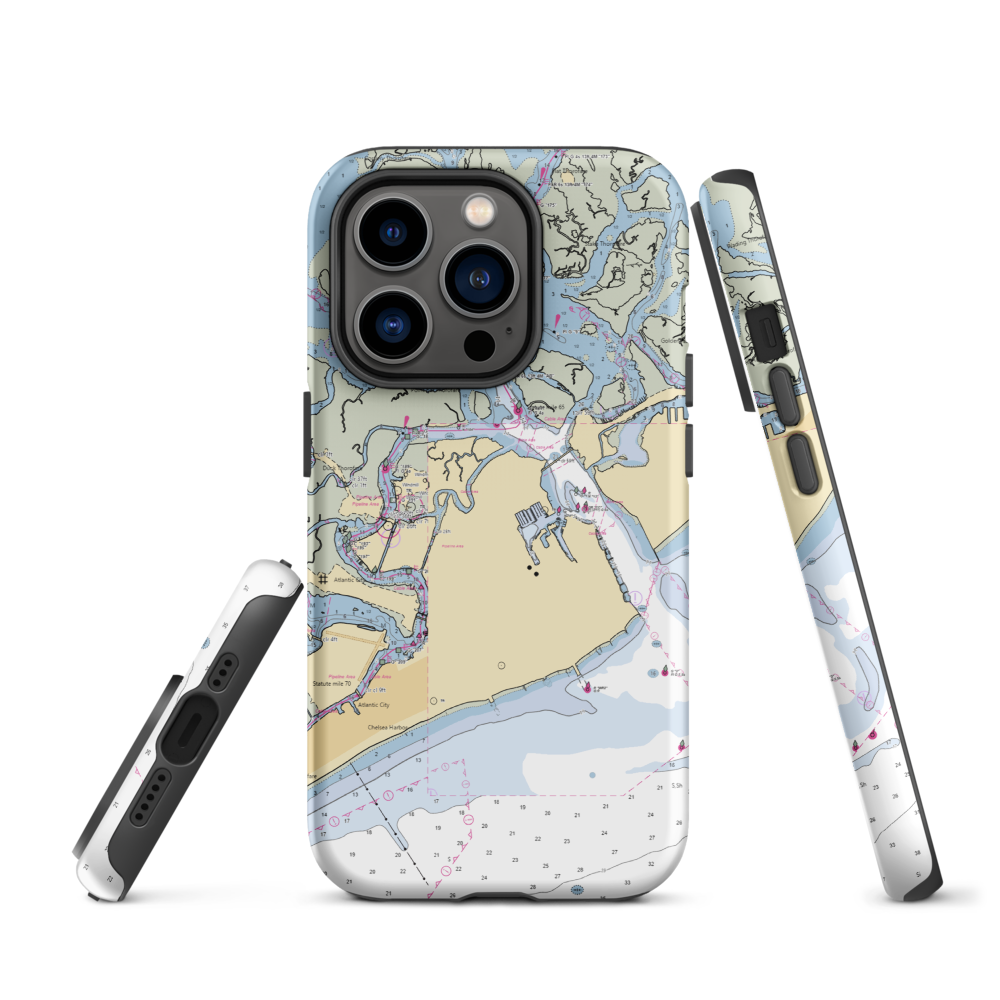 Kammerman's Atlantic City Marina (Brigantine, NJ) NOAA Chart  Tough iPhone Case iPhone 14 Pro model shown