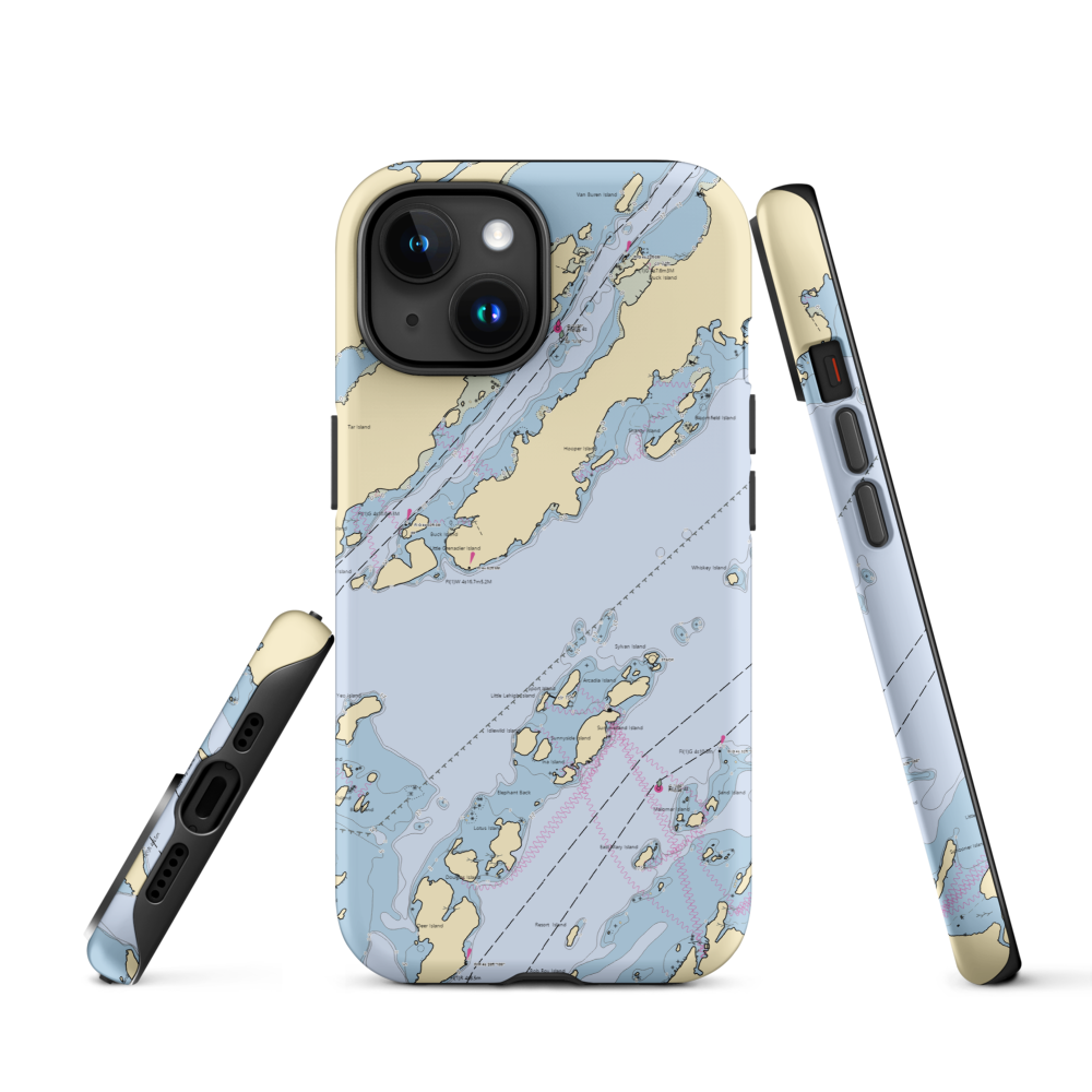 Hucks Marine & Resort (Wellesley Island, NY) NOAA Chart  Tough iPhone Case iPhone 15 model shown