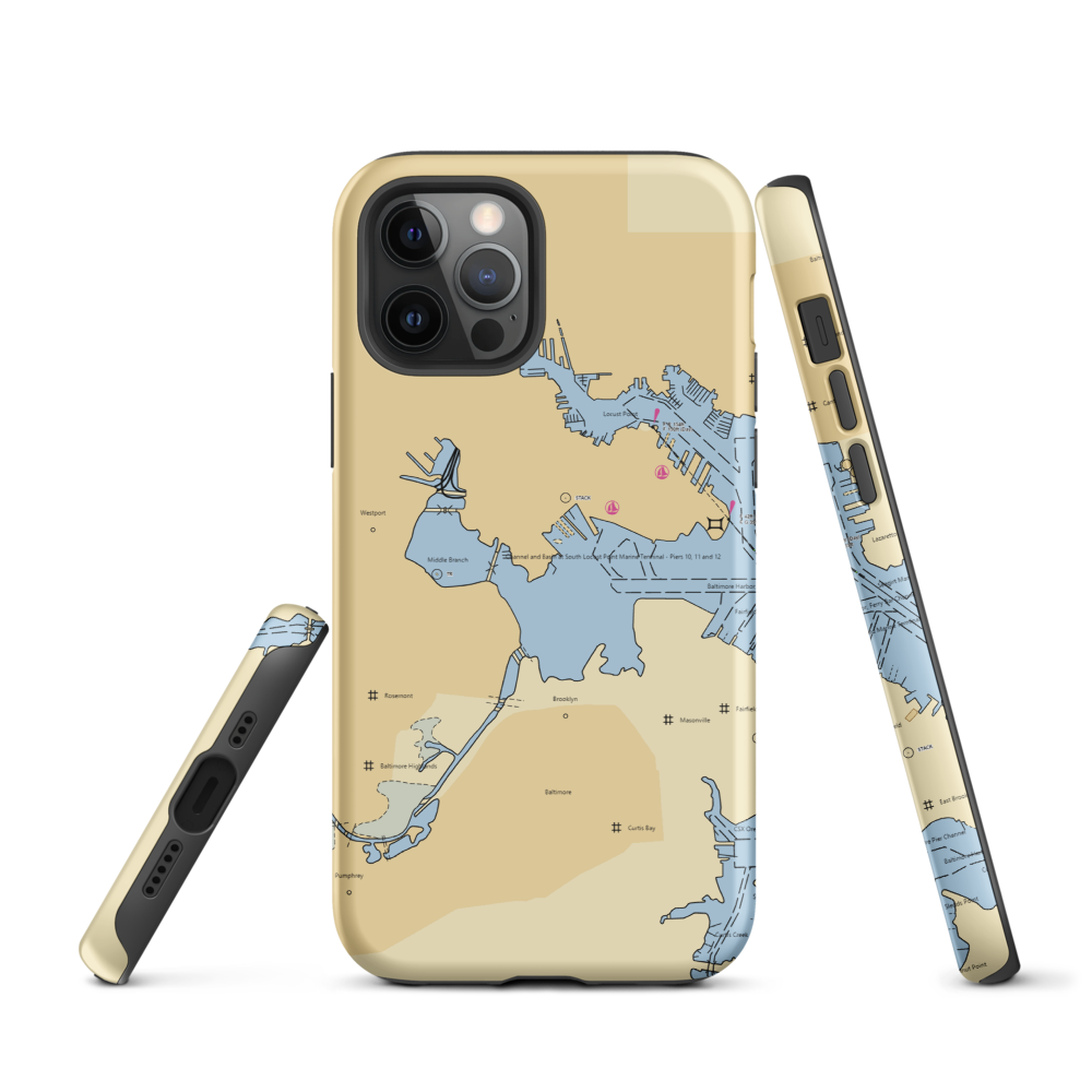 Baltimore Yacht Basin (Baltimore, MD) NOAA Chart  Tough iPhone Case iPhone 12 Pro model shown