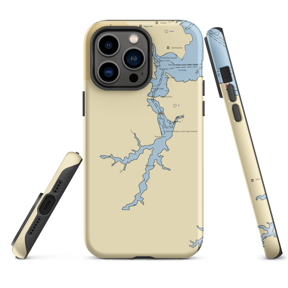 Rams Head Dockside (Glen Burnie, MD) NOAA Chart  Tough iPhone Case iPhone 14 Pro Max model shown