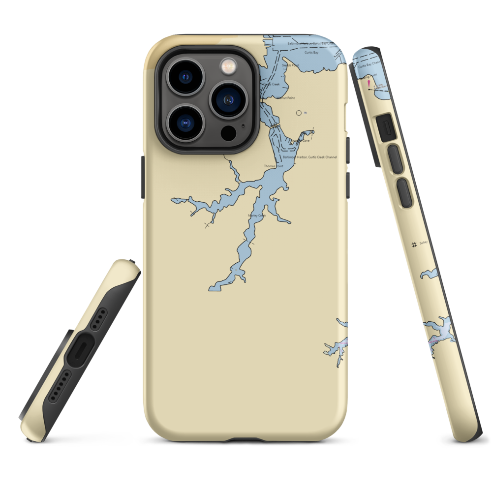 Marley Creek Marina (Glen Burnie, MD) NOAA Chart  Tough iPhone Case iPhone 14 Pro Max model shown