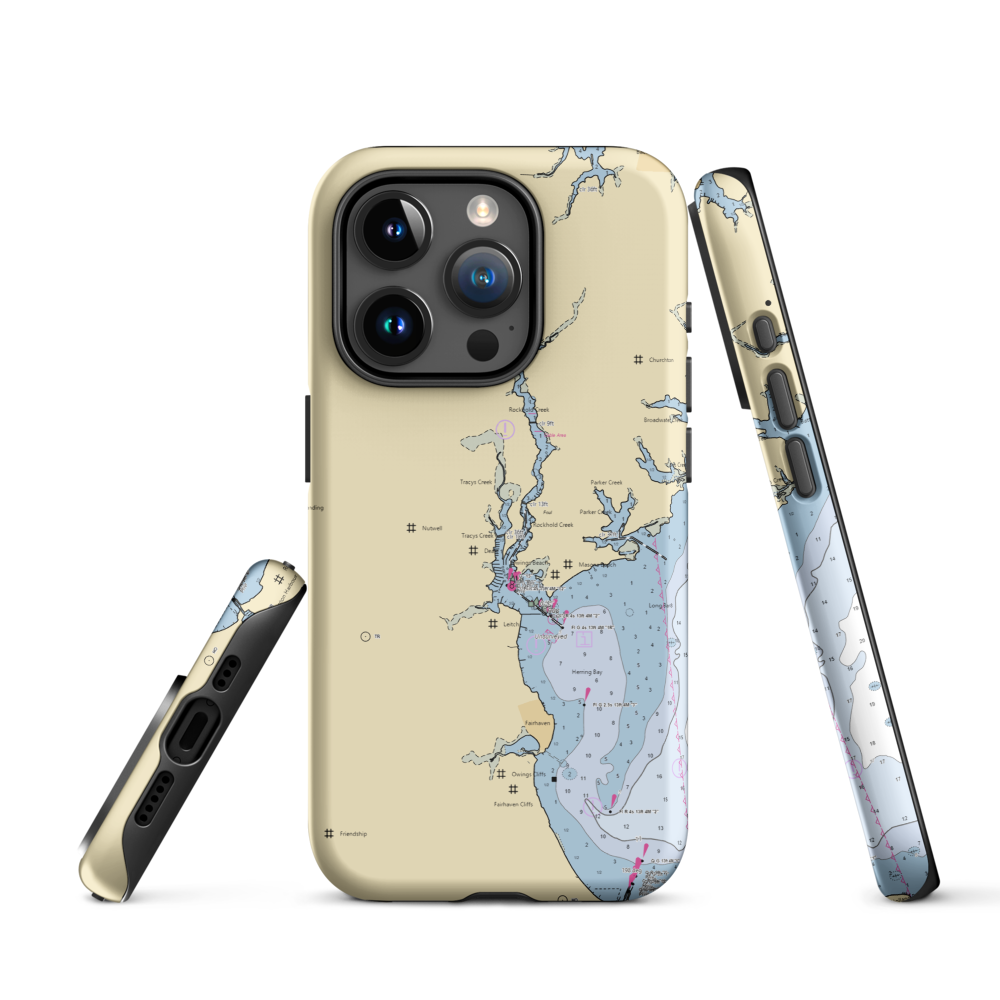Shipwright Harbor Marina (Friendship, MD) NOAA Chart  Tough iPhone Case iPhone 15 Pro model shown