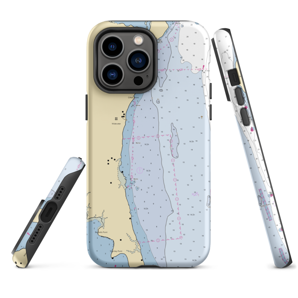 Aquia Harbour Marina (Stafford, VA) NOAA Chart  Tough iPhone Case iPhone 14 Pro Max model shown