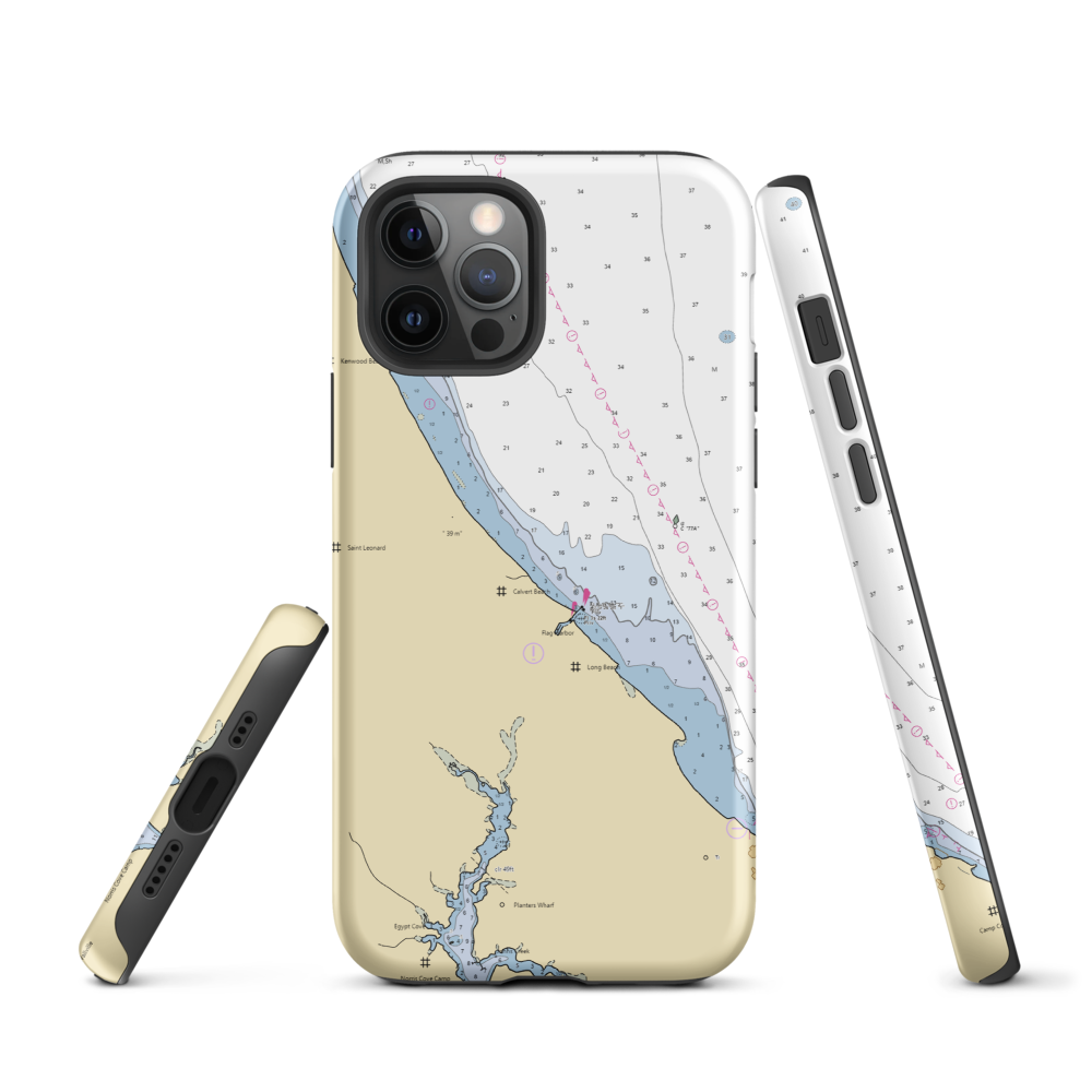 Flag Harbor Yacht Haven (Lusby, MD) NOAA Chart  Tough iPhone Case iPhone 12 Pro model shown