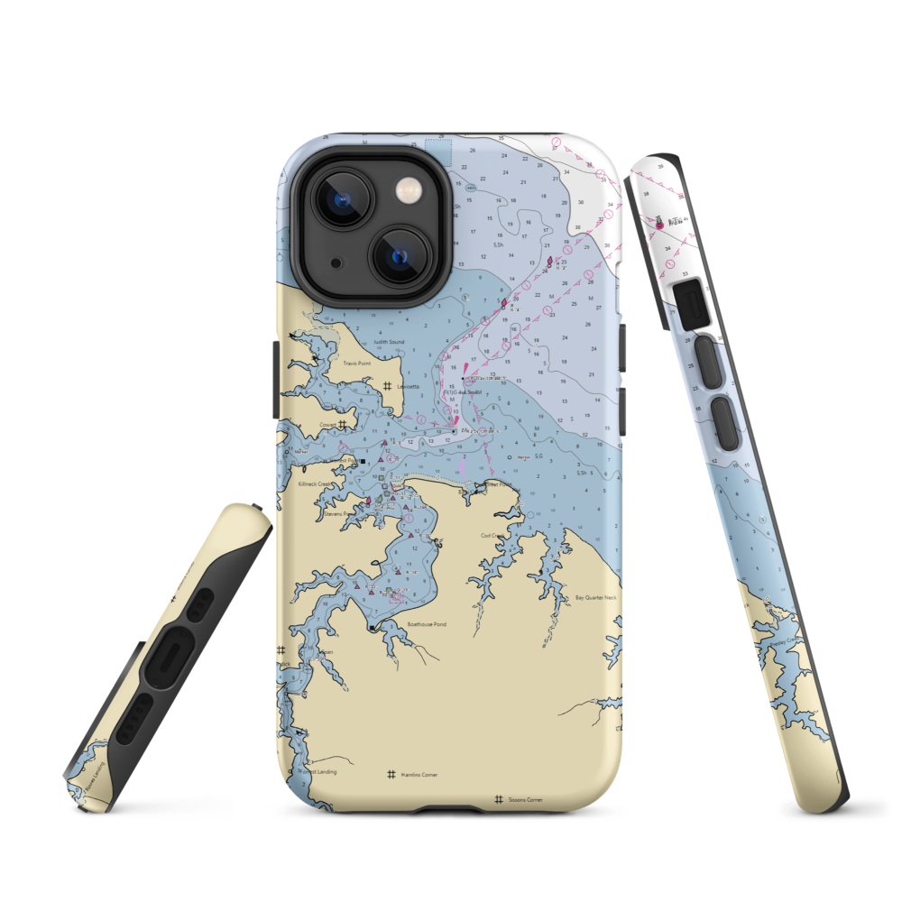 Coan River Marina (Lottsburg, VA) NOAA Chart  Tough iPhone Case iPhone 14 model shown