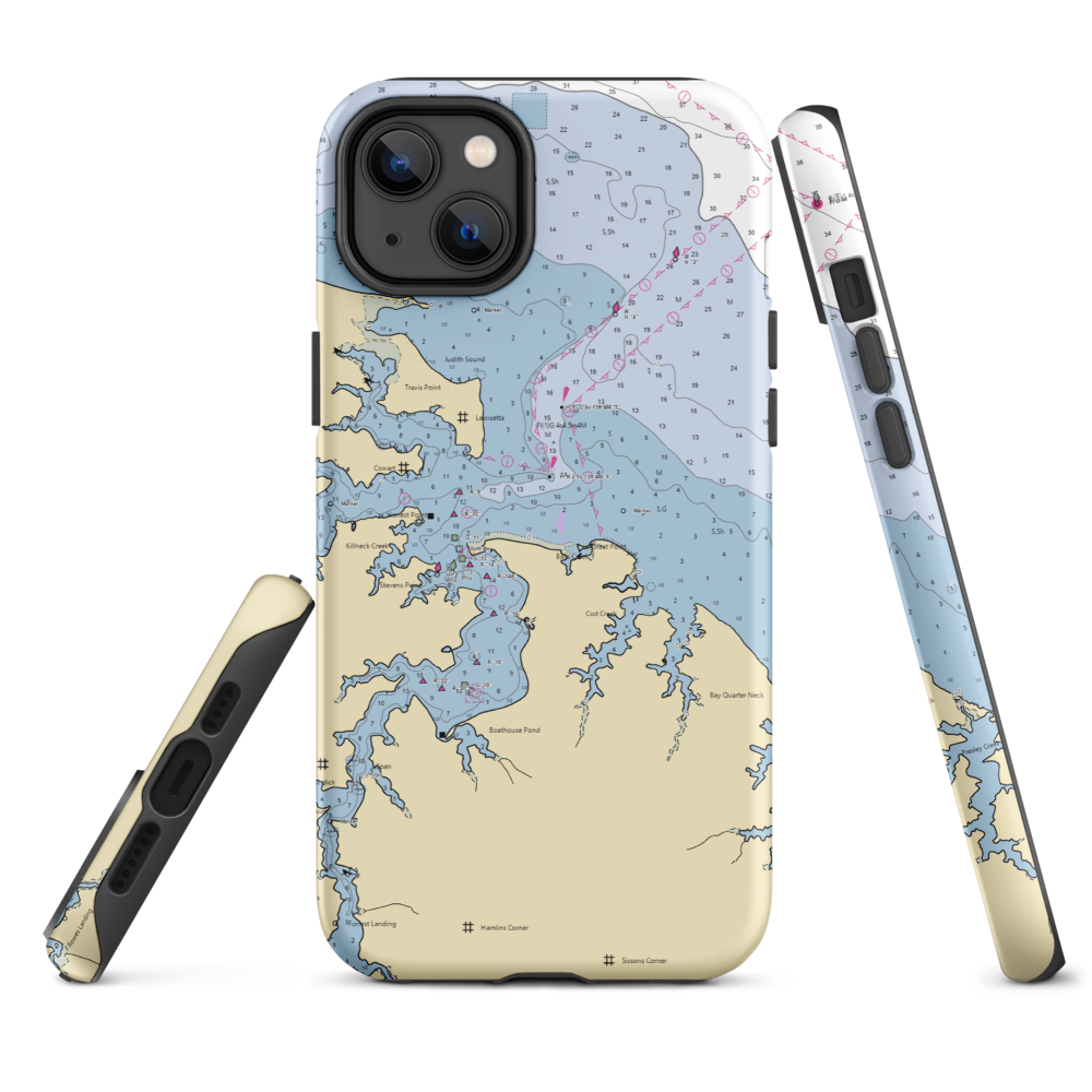 Coan River Marina (Lottsburg, VA) NOAA Chart  Tough iPhone Case iPhone 14 Plus model shown