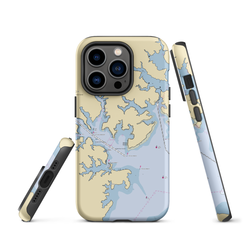 Bowleys Marina (Dundalk, MD) NOAA Chart  Tough iPhone Case iPhone 14 Pro model shown