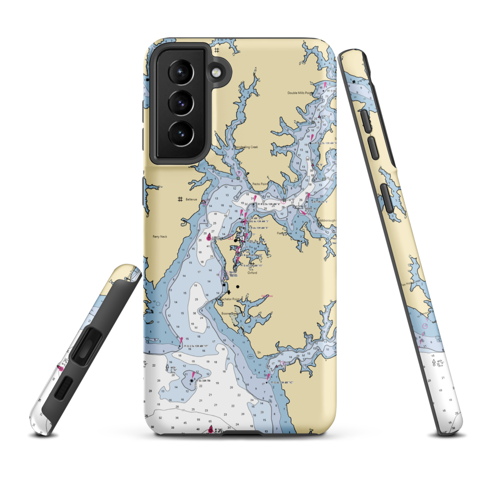 Safe Harbor Oxford (Royal Oak, MD) NOAA Chart Samsung Phone Case Samsung Galaxy S21 Plus model shown