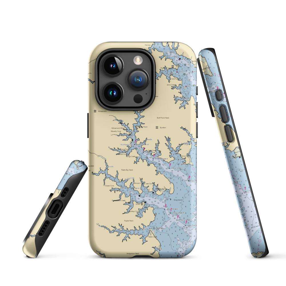 Chesapeake Boat Basin (White Stone, VA) NOAA Chart  Tough iPhone Case iPhone 15 Pro model shown