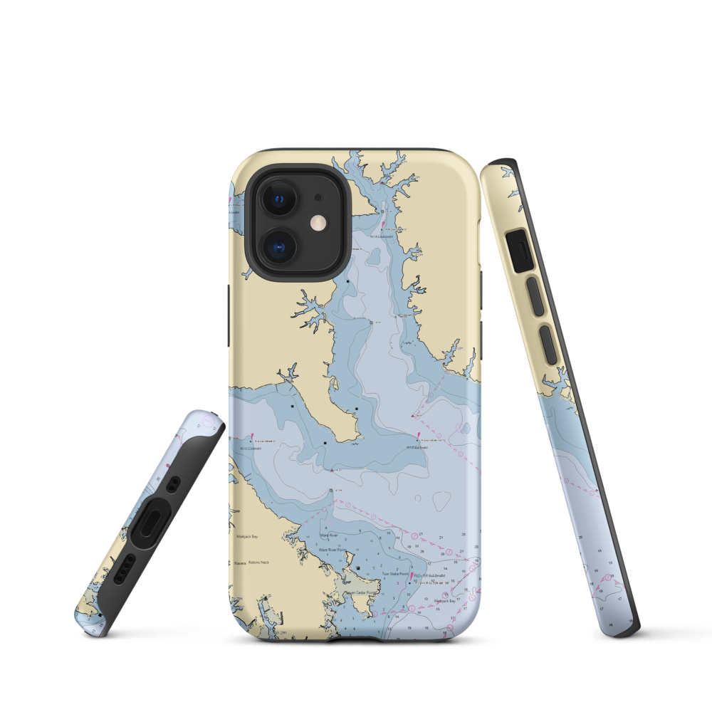 Ware River Yacht Club (Ware Neck, VA) NOAA Chart  Tough iPhone Case iPhone 12 mini model shown