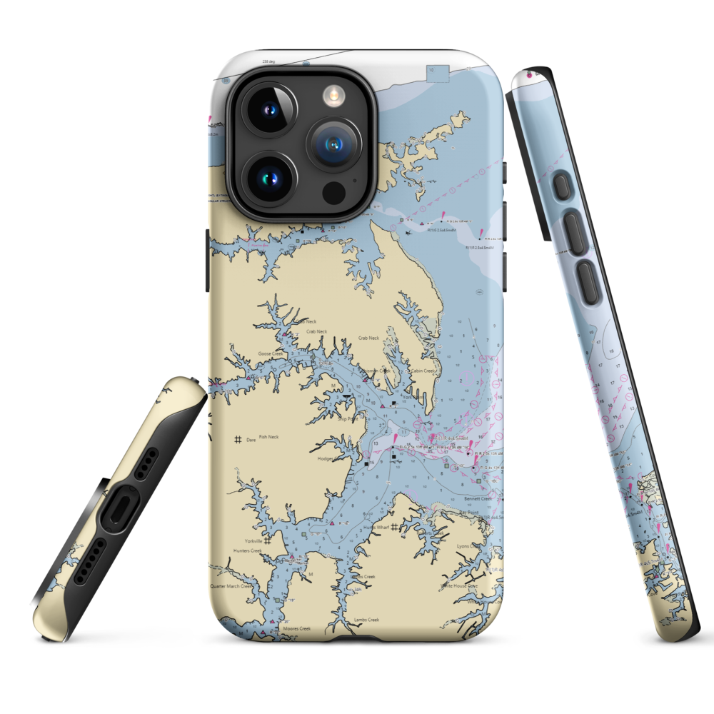 The Oyster Landing (Seaford, VA) NOAA Chart  Tough iPhone Case iPhone 15 Pro Max model shown