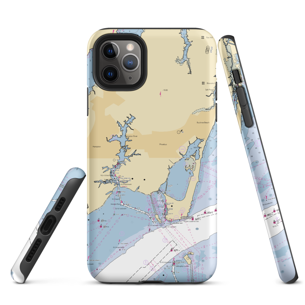The Batten Pocket (Hampton, VA) NOAA Chart  Tough iPhone Case iPhone 11 Pro Max model shown