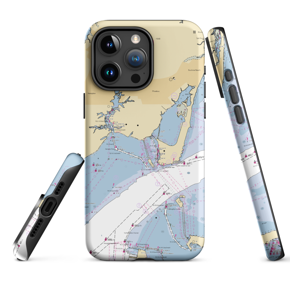 Safe Harbor Bluewater (Hampton, VA) NOAA Chart  Tough iPhone Case iPhone 15 Pro Max model shown
