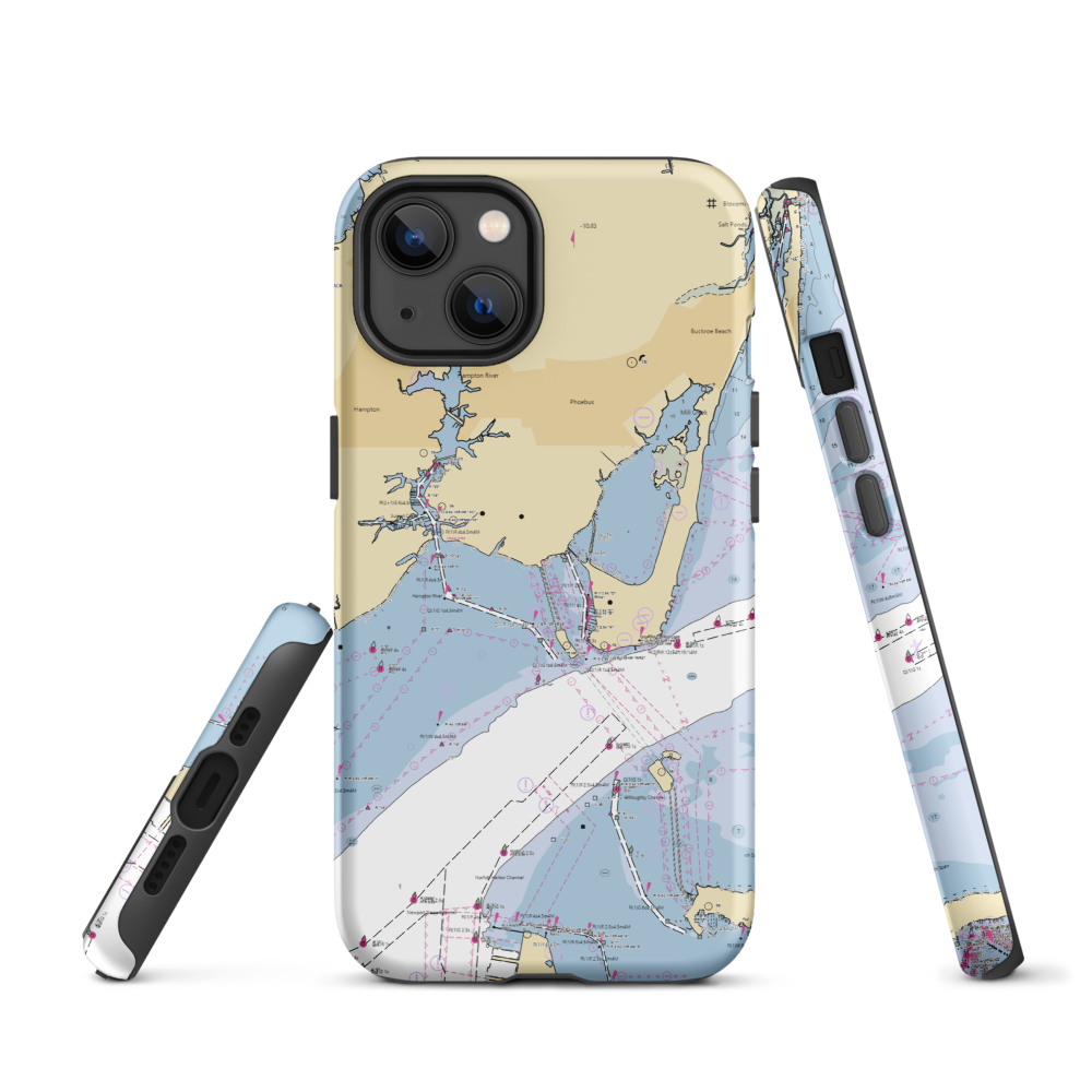 Safe Harbor Bluewater (Hampton, VA) NOAA Chart  Tough iPhone Case iPhone 13 model shown