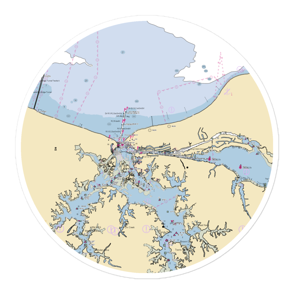 Lynnhaven Municipal Marina (Virginia Beach, VA) NOAA Chart Sticker 