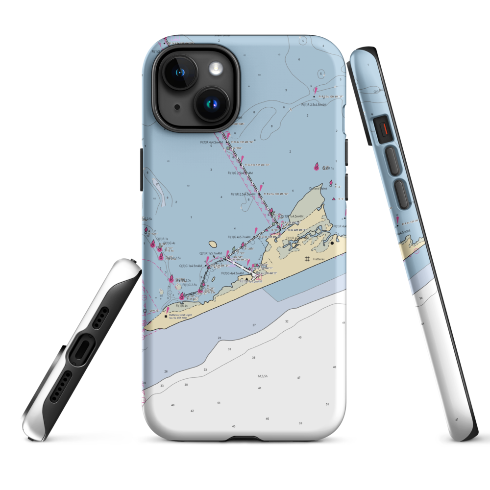 Teach's Lair Marina (Frisco, NC) NOAA Chart  Tough iPhone Case iPhone 15 Plus model shown