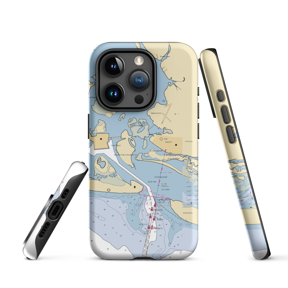 Beaufort Docks (Beaufort, NC) NOAA Chart  Tough iPhone Case iPhone 15 Pro model shown