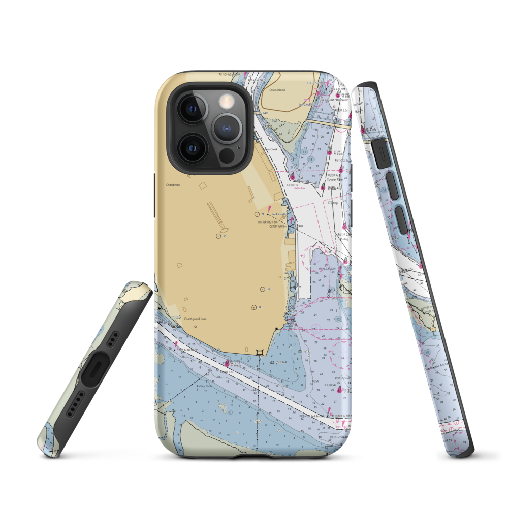 Ripley Light Yacht Club (Charleston, SC) NOAA Chart  Tough iPhone Case iPhone 12 Pro model shown