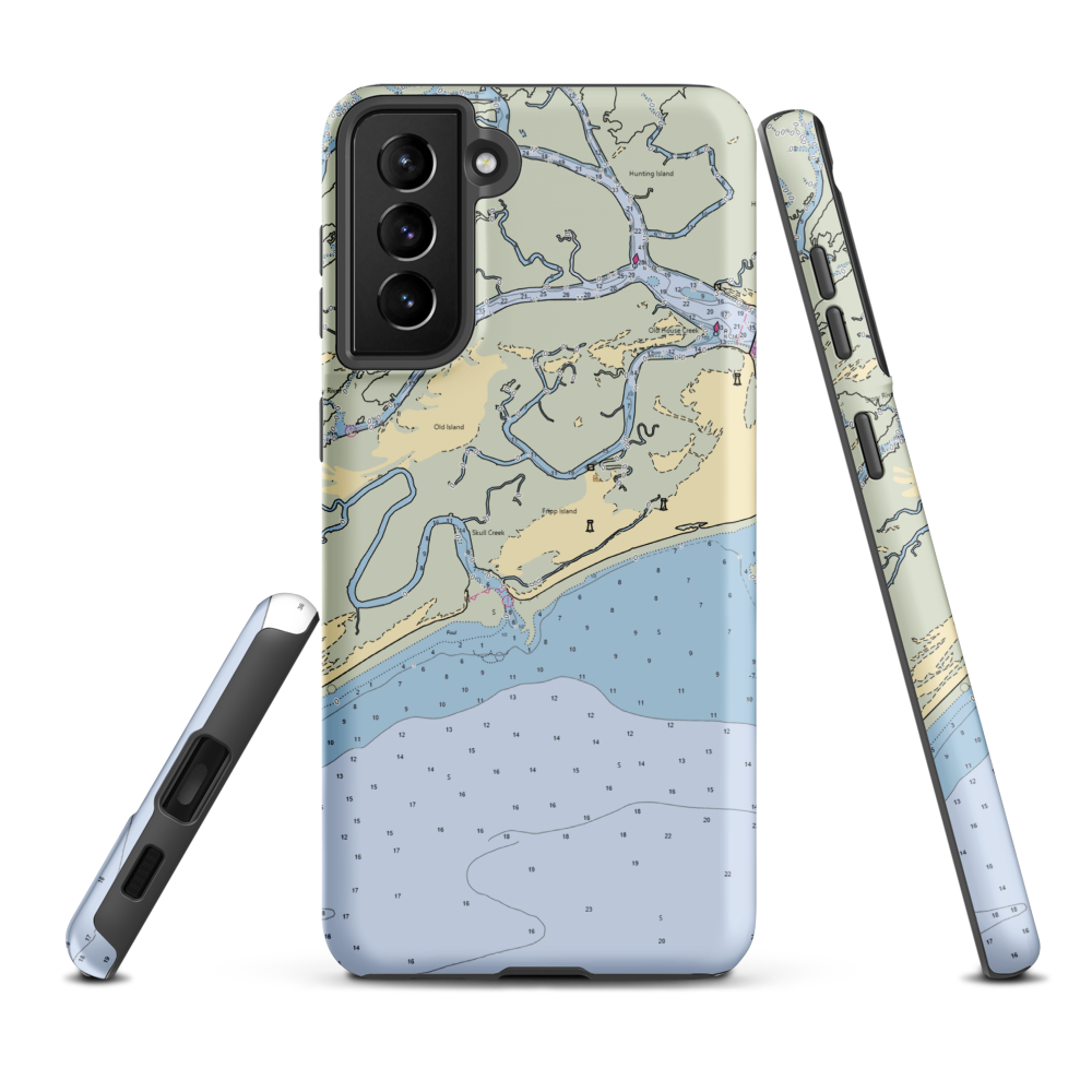 Fripp Island Marina (Saint Helena Island, SC) NOAA Chart Samsung Phone Case Samsung Galaxy S21 Plus model shown