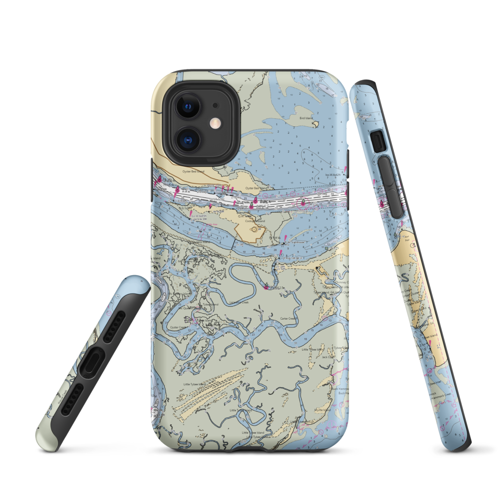 Tybee Island Marina (Tybee Island, GA) NOAA Chart  Tough iPhone Case iPhone 11 model shown