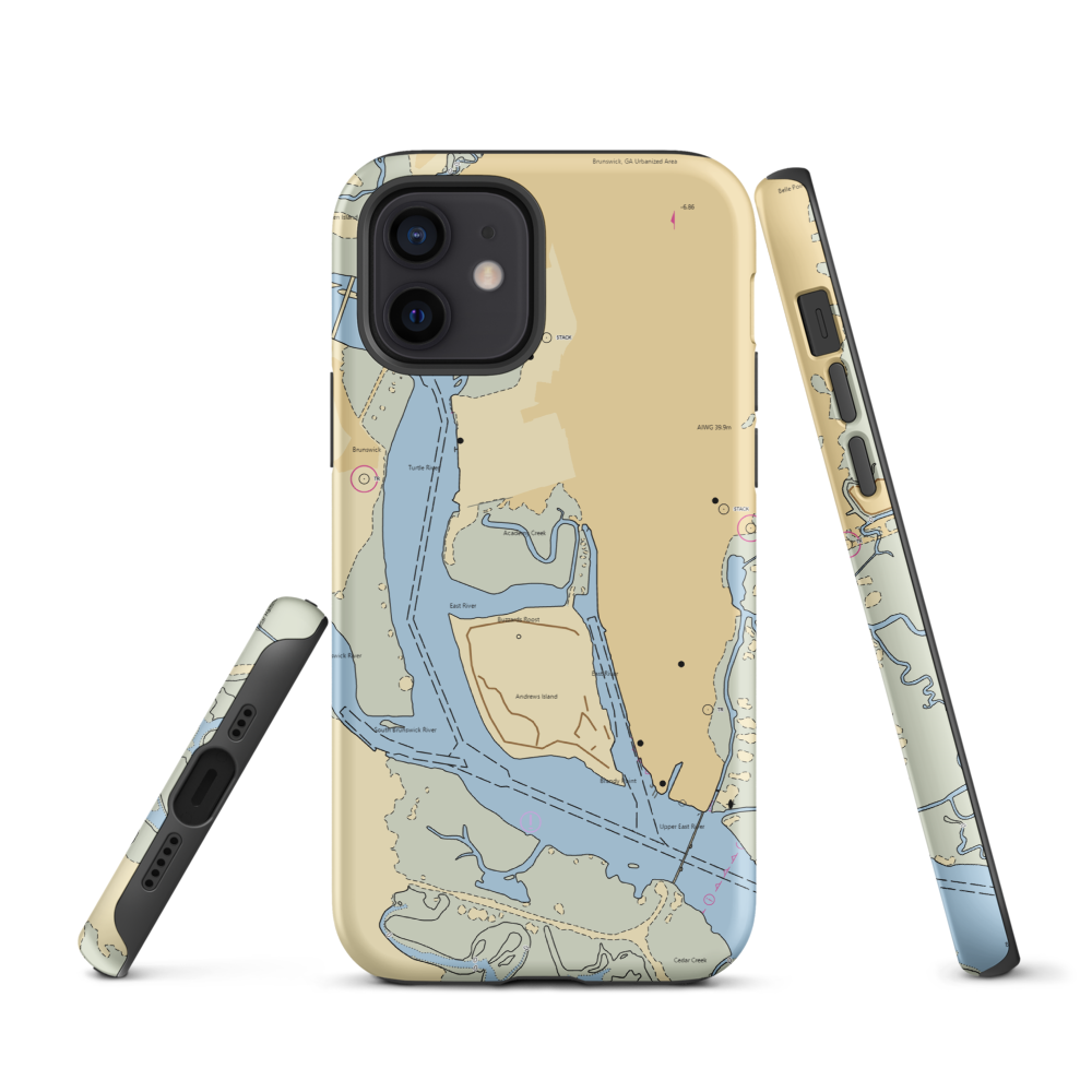 Brunswick Landing Marina (Brunswick, GA) NOAA Chart  Tough iPhone Case iPhone 12 model shown