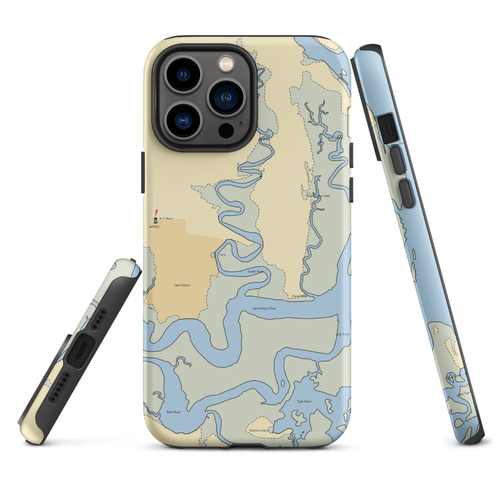 St. Mary's Boat Services (Kings Bay, GA) NOAA Chart  Tough iPhone Case iPhone 13 Pro Max model shown