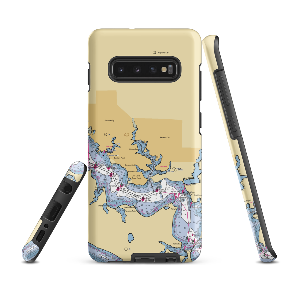Bay County Boatyard (Panama City, FL) NOAA Chart Samsung Phone Case Samsung Galaxy S10 Plus model shown