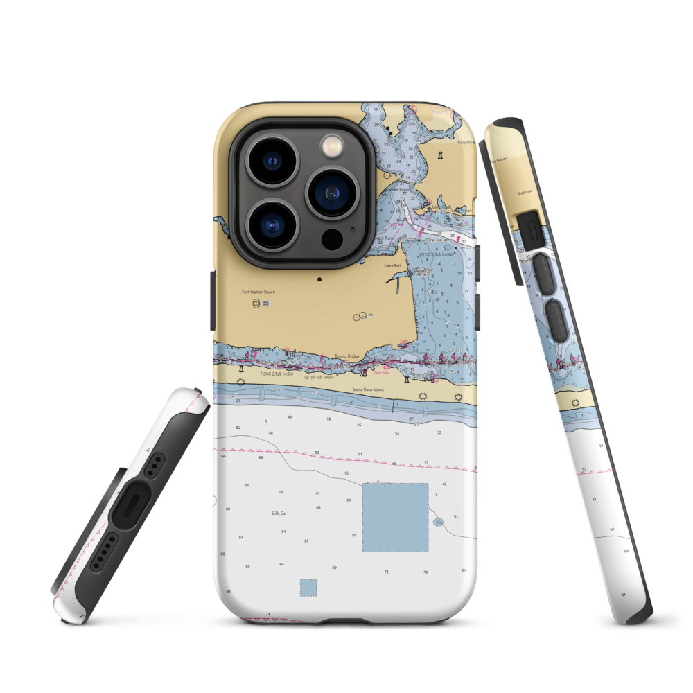 Brooks Bridge Marina & Dry Storage (Fort Walton Beach, FL) NOAA Chart  Tough iPhone Case iPhone 14 Pro model shown