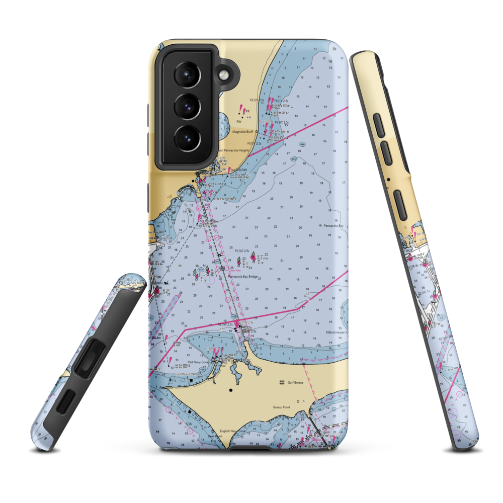 MarineMax Pensacola (Pensacola, FL) NOAA Chart Samsung Phone Case Samsung Galaxy S21 Plus model shown