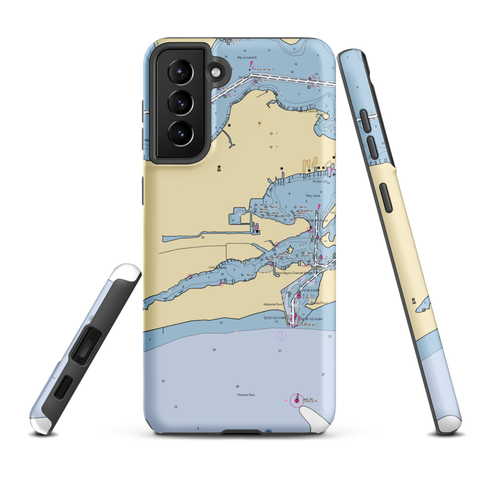 Orange Beach Marina (Orange Beach, AL) NOAA Chart Samsung Phone Case Samsung Galaxy S21 Plus model shown