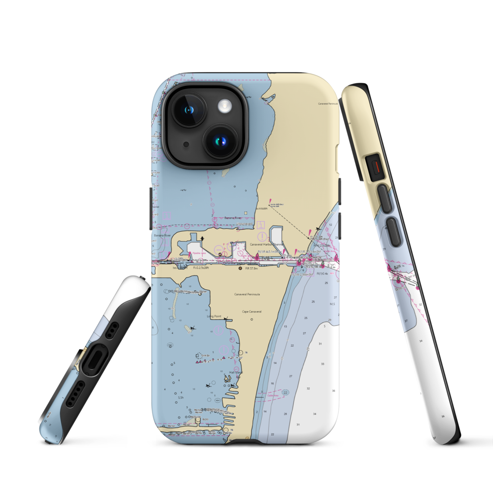 Sunrise Marina (Cape Canaveral, FL) NOAA Chart  Tough iPhone Case iPhone 15 model shown