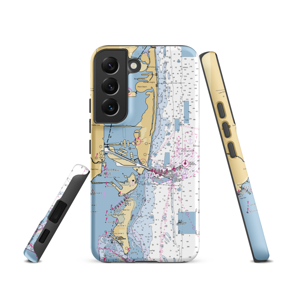 Chamonix Marina (Miami, FL) NOAA Chart Samsung Phone Case Samsung Galaxy S22 model shown