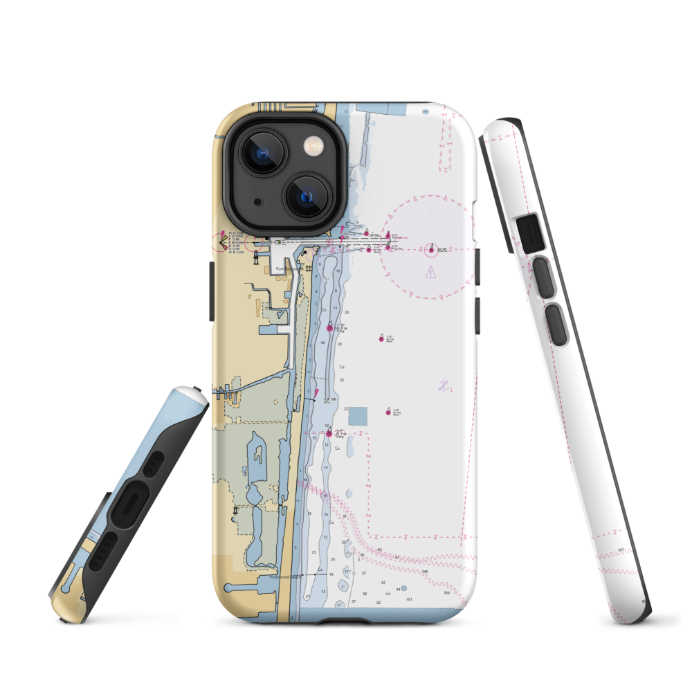 Nautical Ventures Marine Center (Dania, FL) NOAA Chart  Tough iPhone Case iPhone 14 model shown