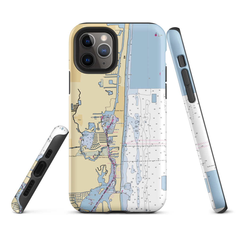 Hi-Lift Marina (North Miami Beach, FL) NOAA Chart  Tough iPhone Case iPhone 11 Pro model shown