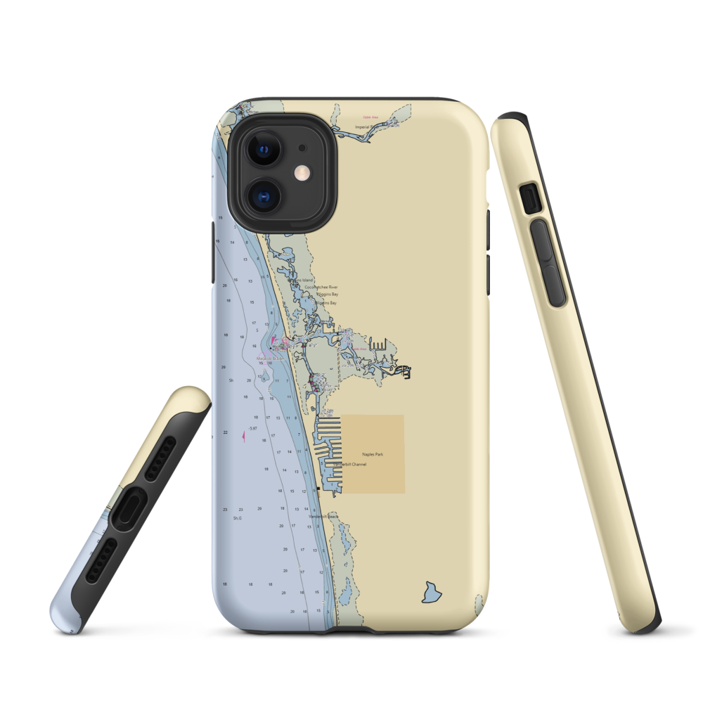 Cocohatchee River Marina (Naples, FL) NOAA Chart  Tough iPhone Case iPhone 11 model shown
